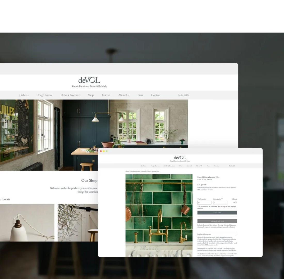 deVOL Kitchens ecommerce showing product page
