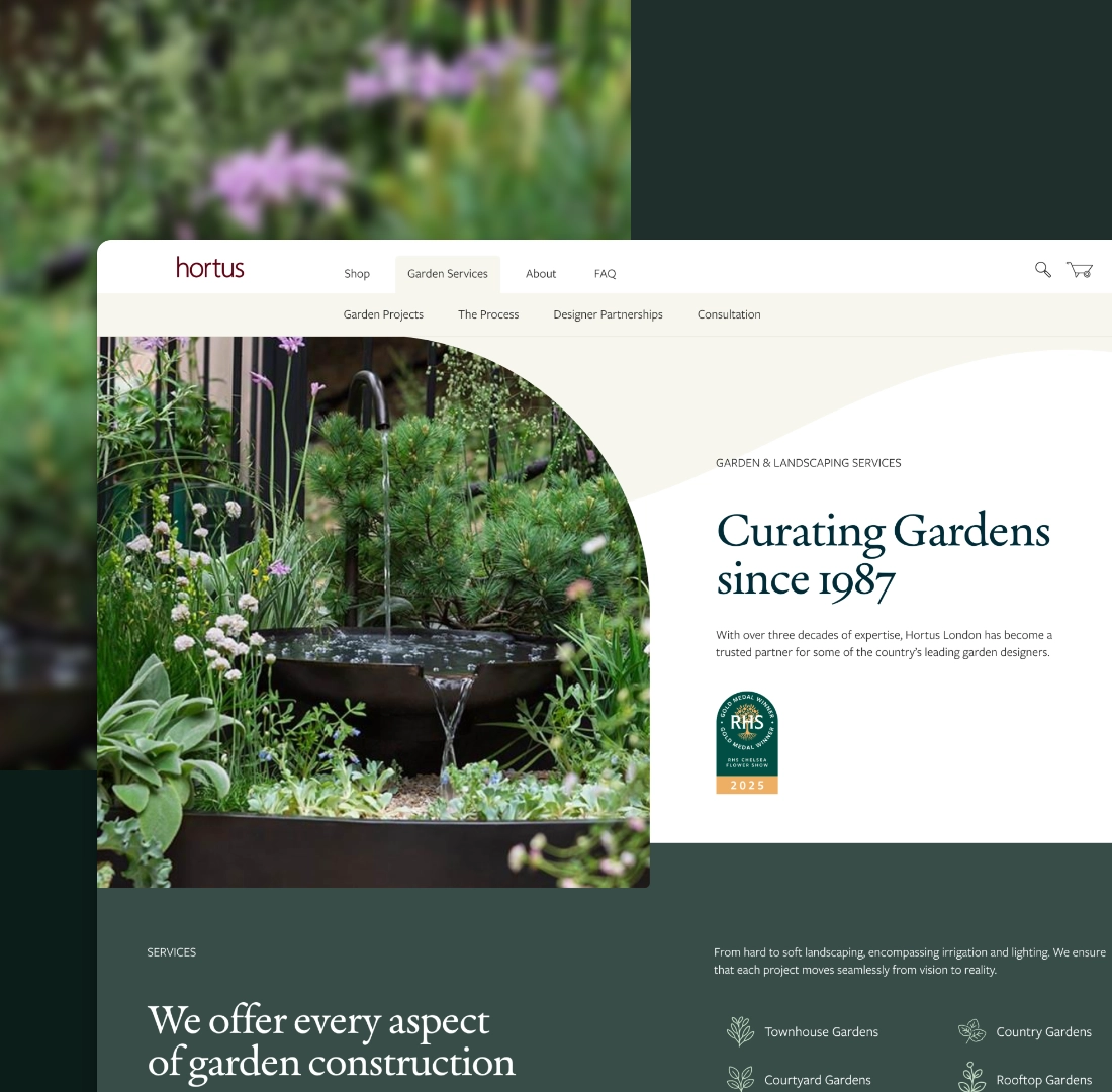 Screenshot of Hortus website landing page